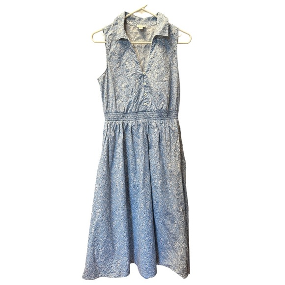 J. Crew Factory Floral Print Collared Midi Dress 6 - Picture 2 of 4